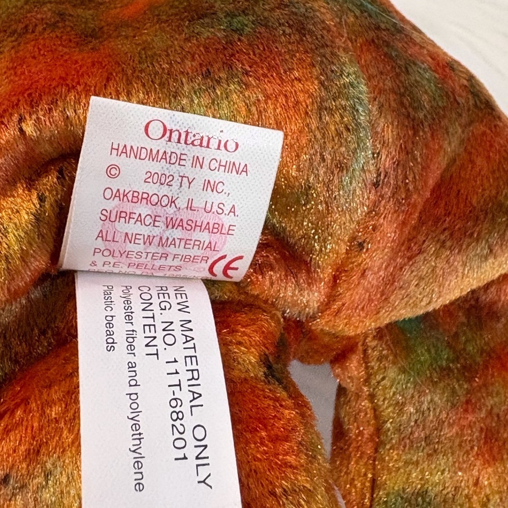 TY(58)Kanata Beanie Baby Orange Tie-Dye Star Bear Plush - Picture 5 of 6